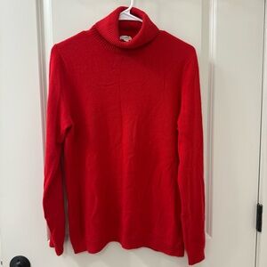 L.L. Bean Classic 100% Cashmere Ribbed Turtleneck Pullover Sweater Red Size L